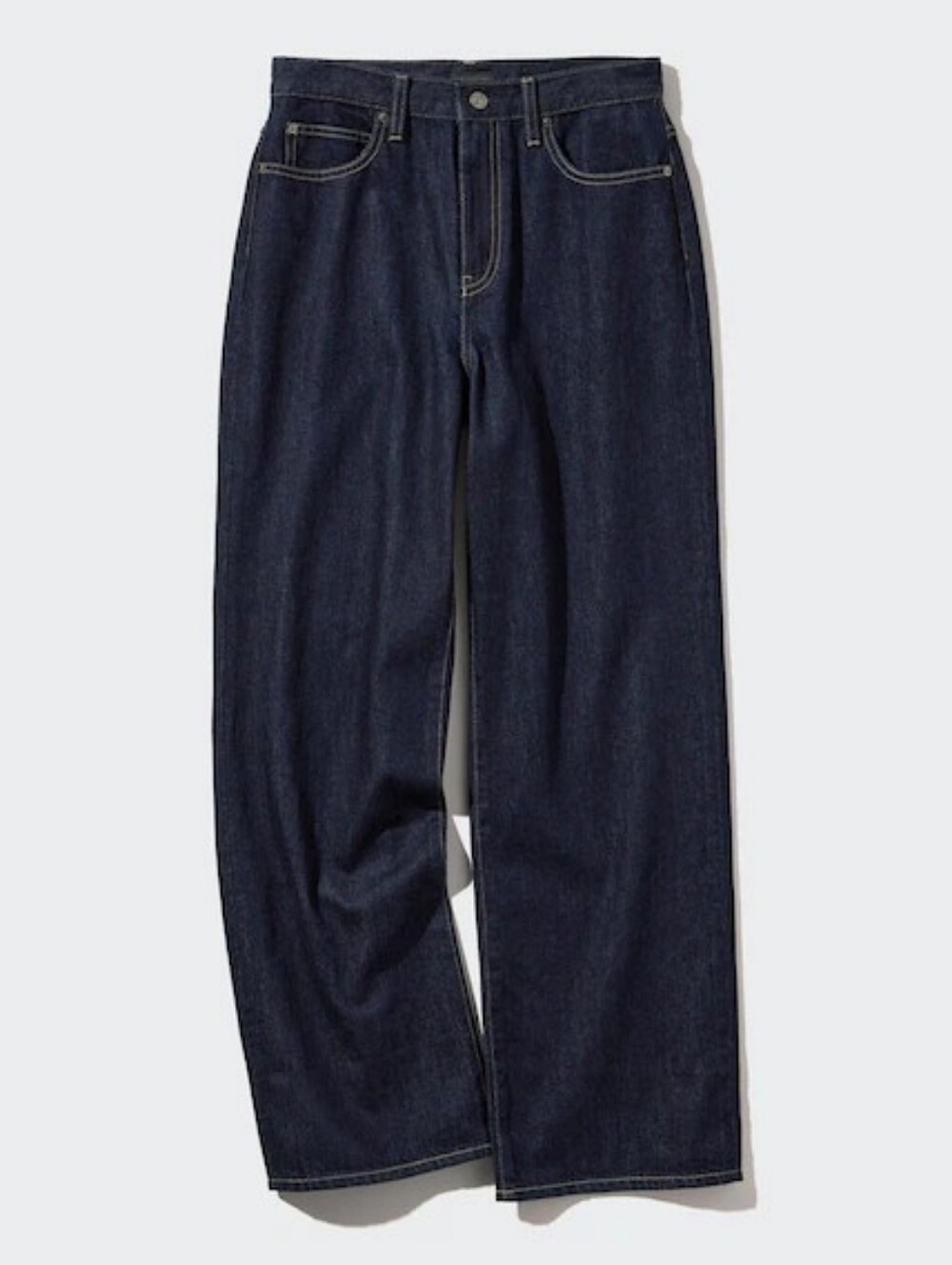 NWT Women's Uniqlo Wide Straight Jeans In Navy Dark Wash